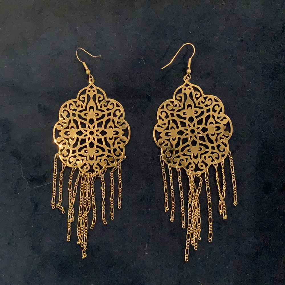 Silver Statement Earrings - image 1